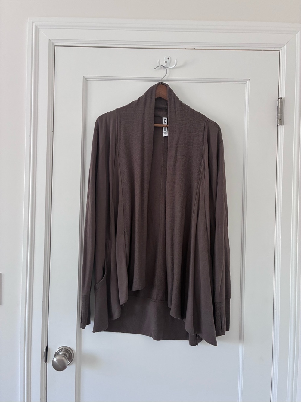 Athleta Brown Draped Open-Front Cardigan